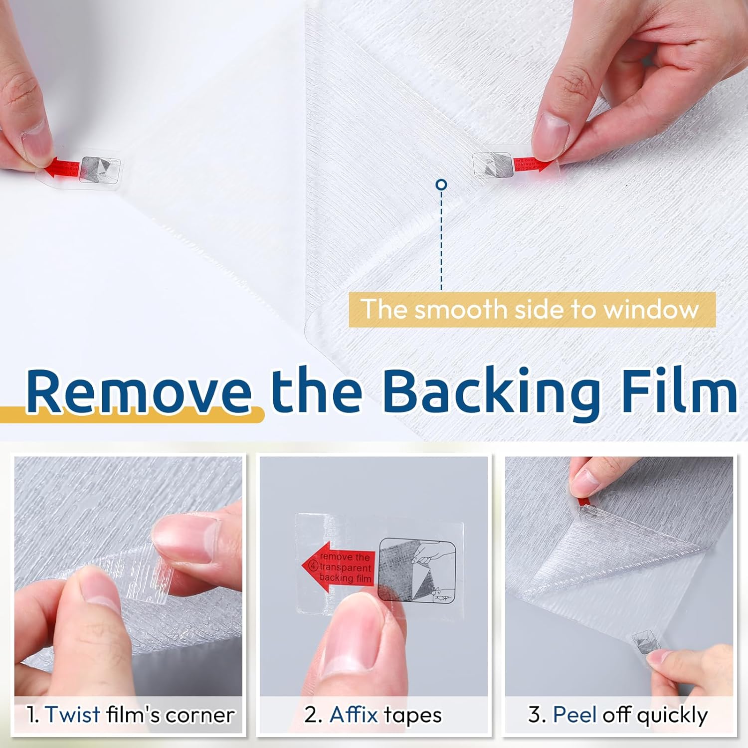 rabbitgoo Window Privacy Film Frosted Glass Clings, Decorative Sun UV Blocking Static Cling Window Covering, Removable Frosting Sticker for Home, Rain Silk, 35.4 x 78.7 Inches