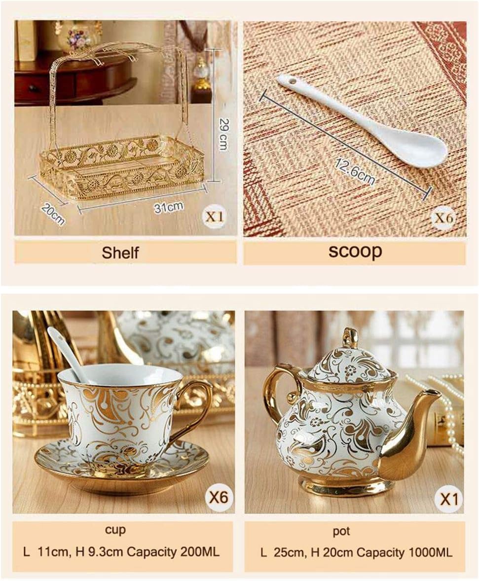 SGSG Europe Coffee Cups Set Golden Decal parrten British Porcelain Tea Set Ceramic Pot teapot Set Coffee Cup Afternoon Tea Party