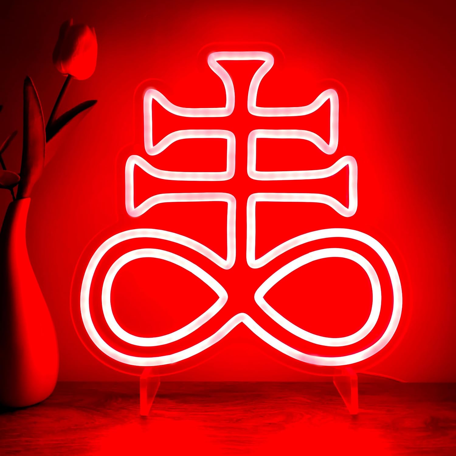 Heliwey Leviathan Cross LED Neon Sign Satanic Cross Sign Light Satanic Home Decoration Dark Aesthetic Neon Light for Bedroom Bar Man Cave Halloween