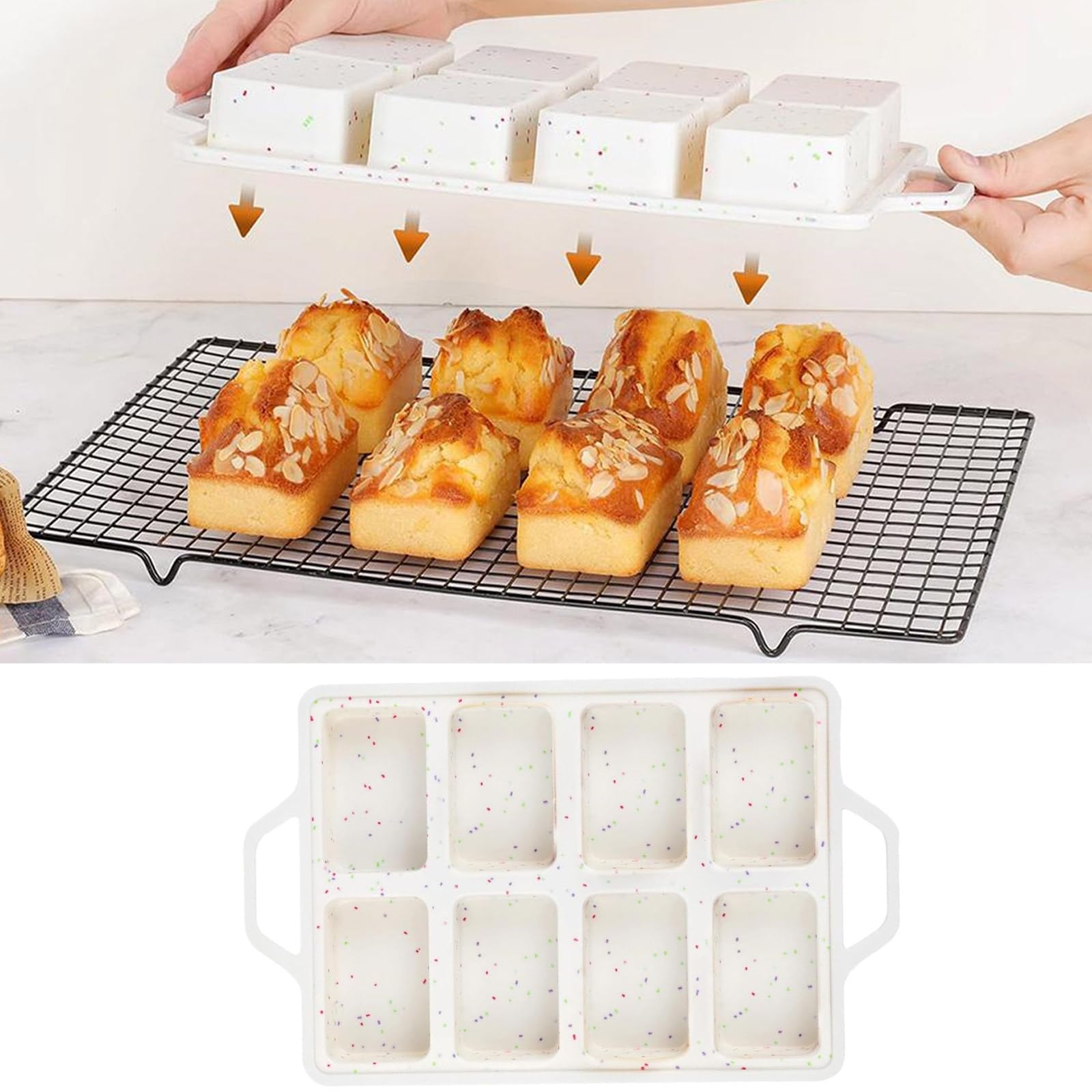 REDYY Silicone Miniature Loaf Pans Nonstick 8 Cavity Bread Baking Mold Small CuPieceake Mould Dishwasher Safe Dessert Bakeware