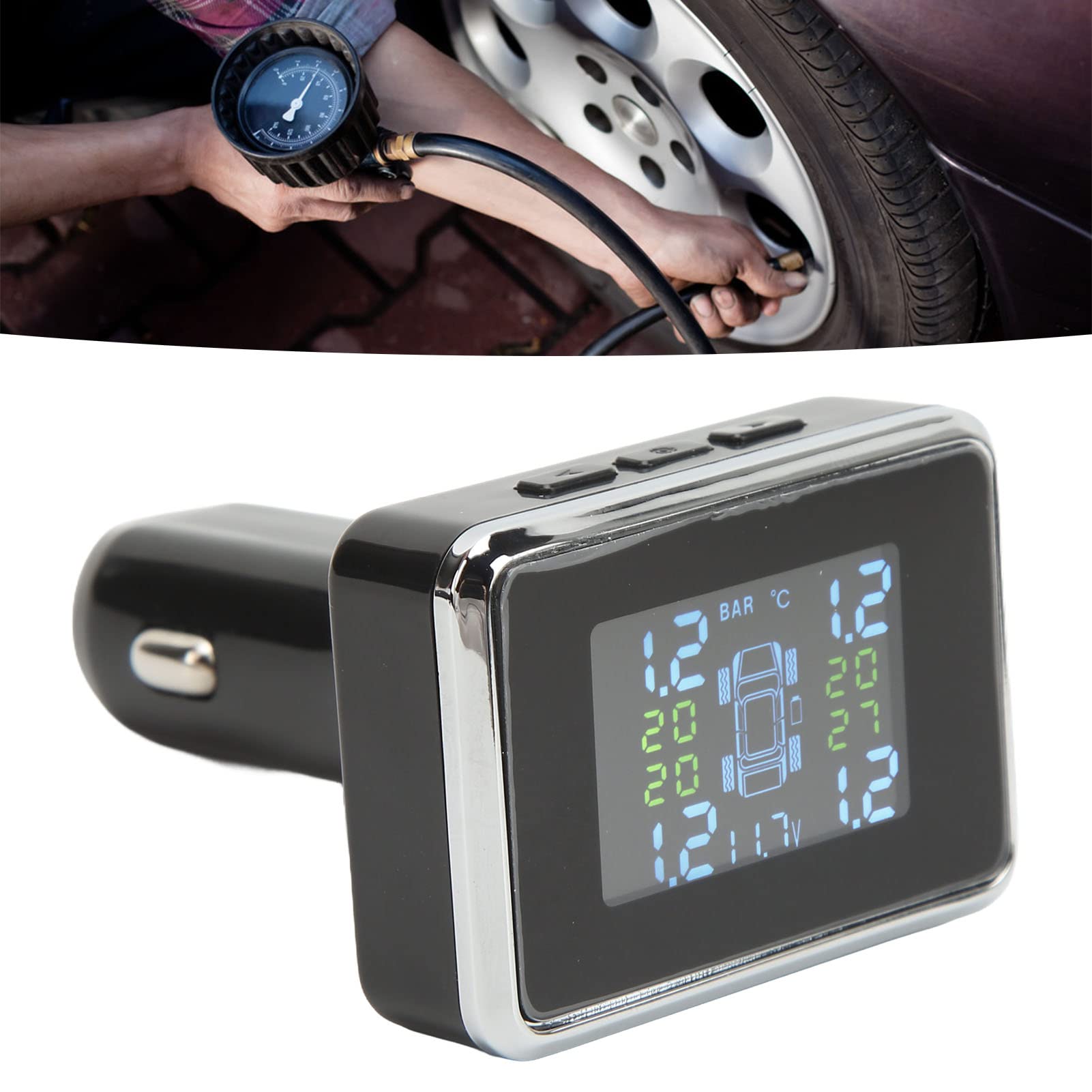 Di Monitoraggio Pressione Pneumatici TPMS per Camion e con Schermo HD Segnale Stabile Distanza Ricezione Lunga Output USB Alimentazione DC 12V