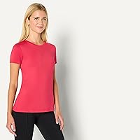 Vista 103 de Yaxa Essentials Camiseta de manga corta con cuello redondo para mujer, de secado rápido, para entrenamiento, gimnasio, paquete múltiple Tinte