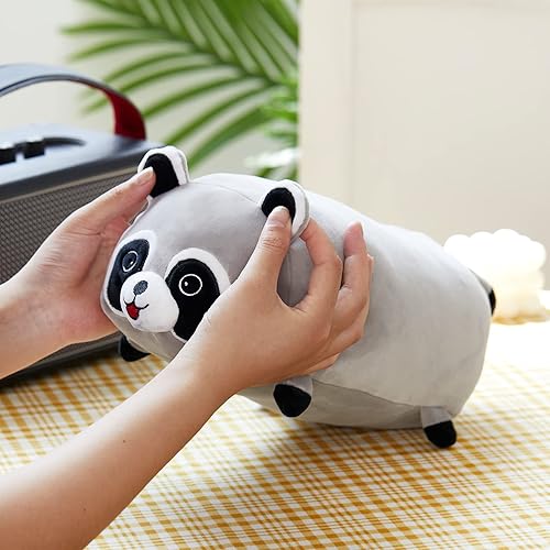 Miniatura 6 de Almohada de peluche de mapache de 8 pulgadas, juguetes de almohada de felpa para día especial, regalos de cumpleaños para niños y niñas, color gris