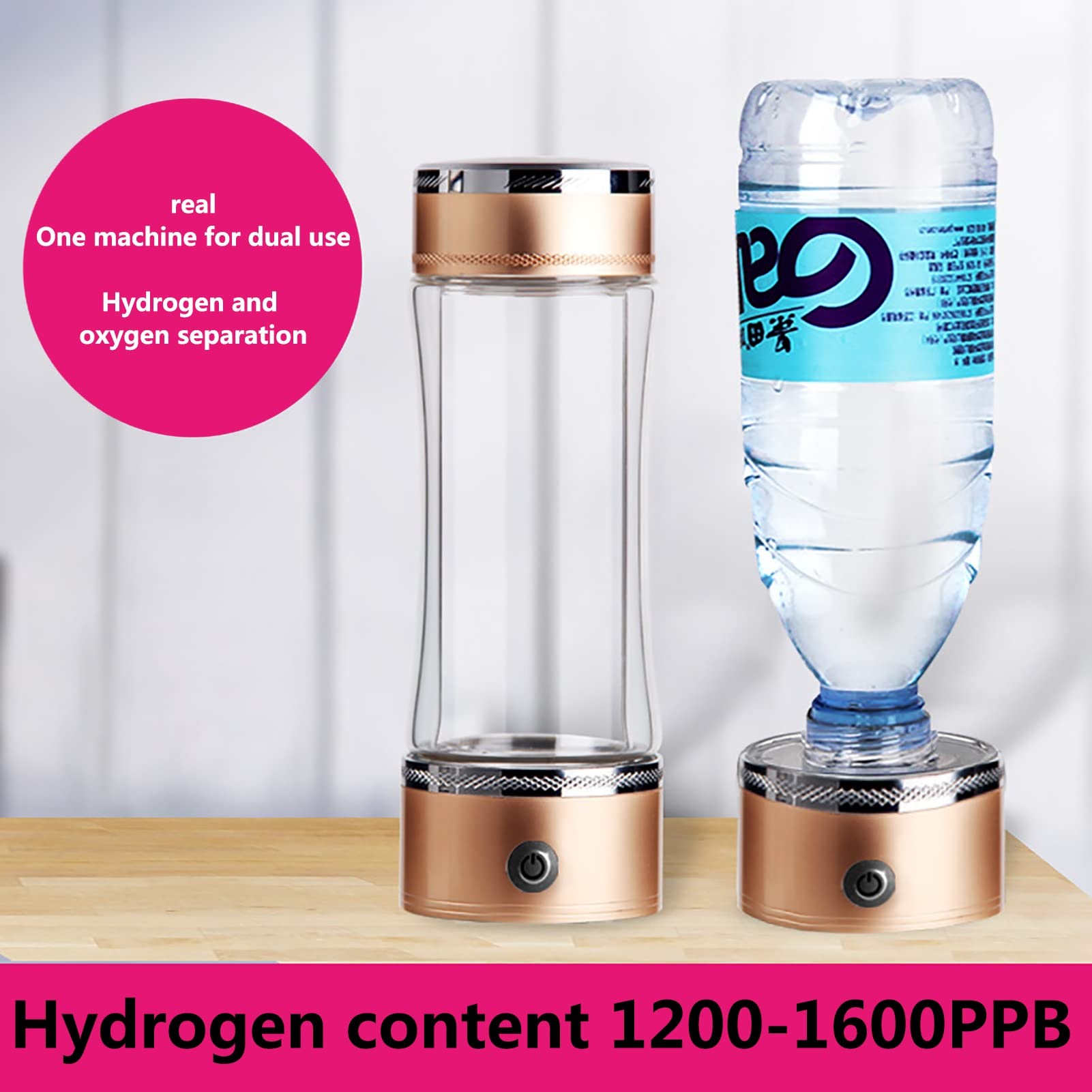 Bottiglia Acqua Idrogenata Portatile 360 Ml, Generatore Idrogeno Ionizzatore, Acqua Alcalina Ricca Di Idrogeno Per Viaggi E Ufficio - 4