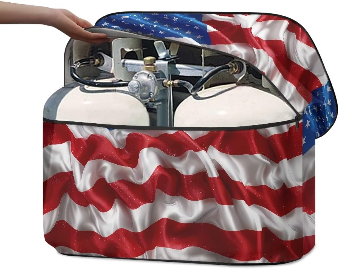 American Flag Camper Propane Tank Covers Replacement Cover for RV/Trailer/Camper Double 20lb RV Propane Gas Tank Cover Dust Cover