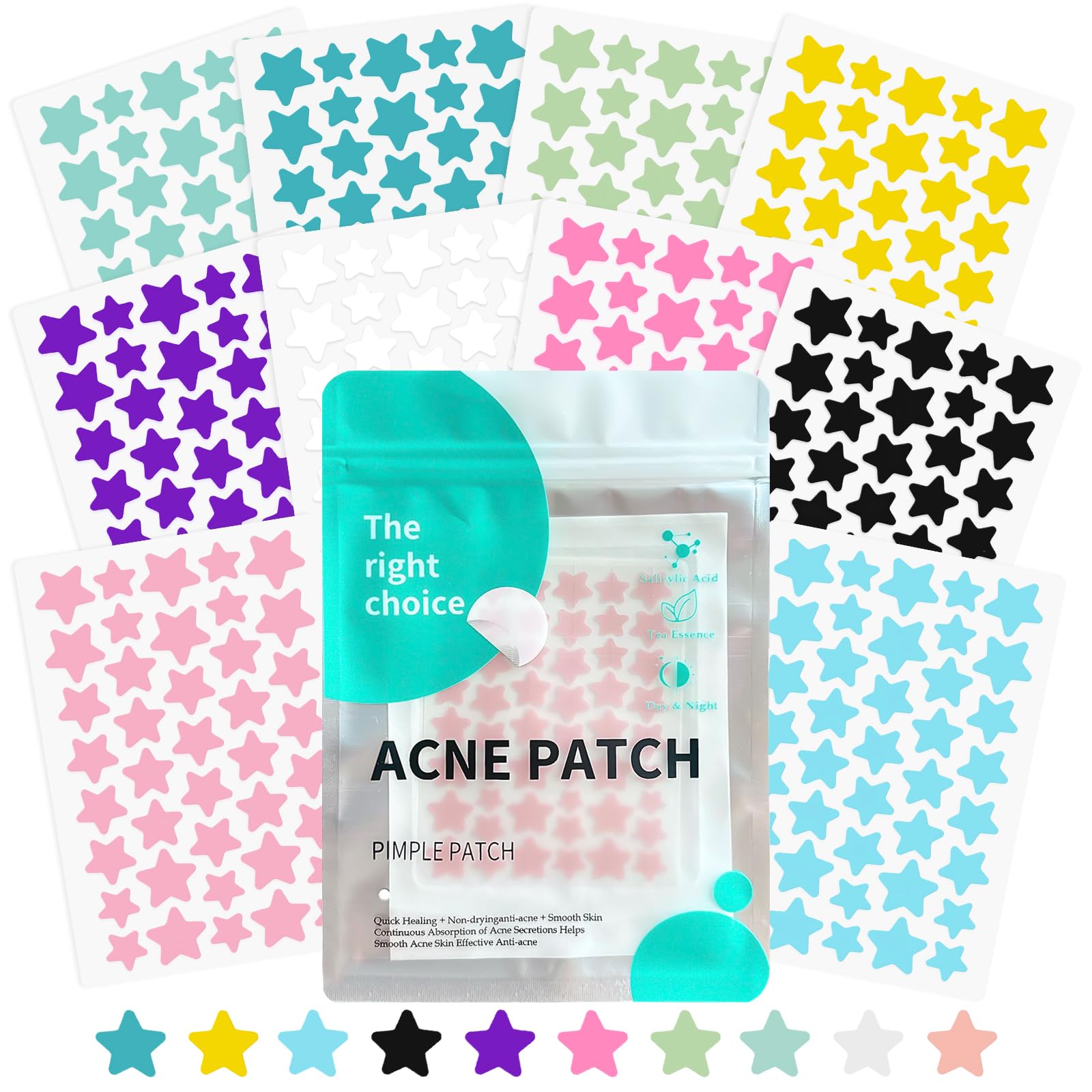 400 Stück Pimple Patches, Hydrokolloid Pflaster Pickel Patch, NatüRliche Mit SalicylsäUre und TeebaumöL, Wasserdicht Atmungsaktiv Absorptions Acne Patch, Tag und Nacht 2-In-1 Anti Pickel