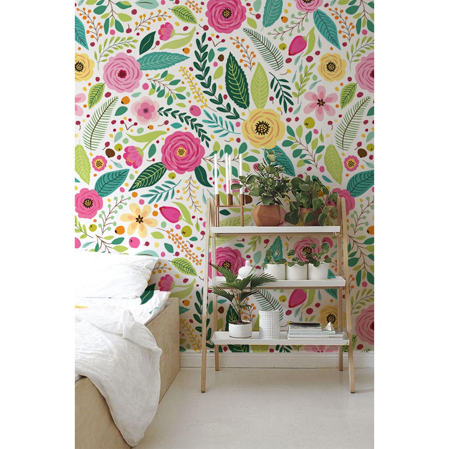 Stickers Muraux Pavot Floral pour Salon et Cuisine - Rénovation Meuble Facile 208x146 cm