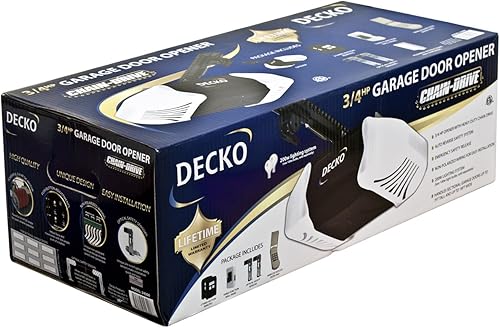 Vista 6 de Decko Caballos de potencia Heavy Duty ruido reducido Cadena Abridor de la puerta del cochera con cerradura de 3 Función Mando de pared de disco