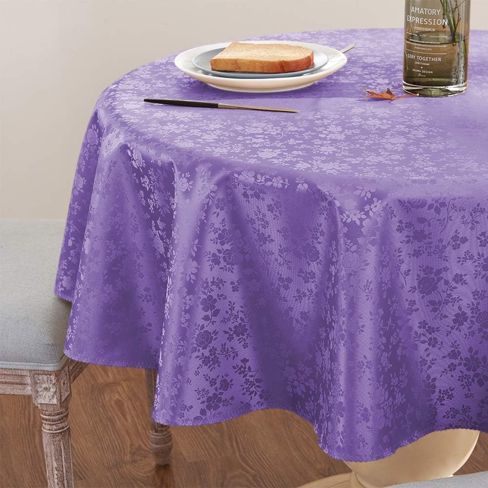 mcyiqihai Rectangular Vinyl Tablecloths Easy Care Dinning Table Cover Waterproof Oil-Proof Spill-Proof Durable Tablecloth (Lavender Purple, Round 60")