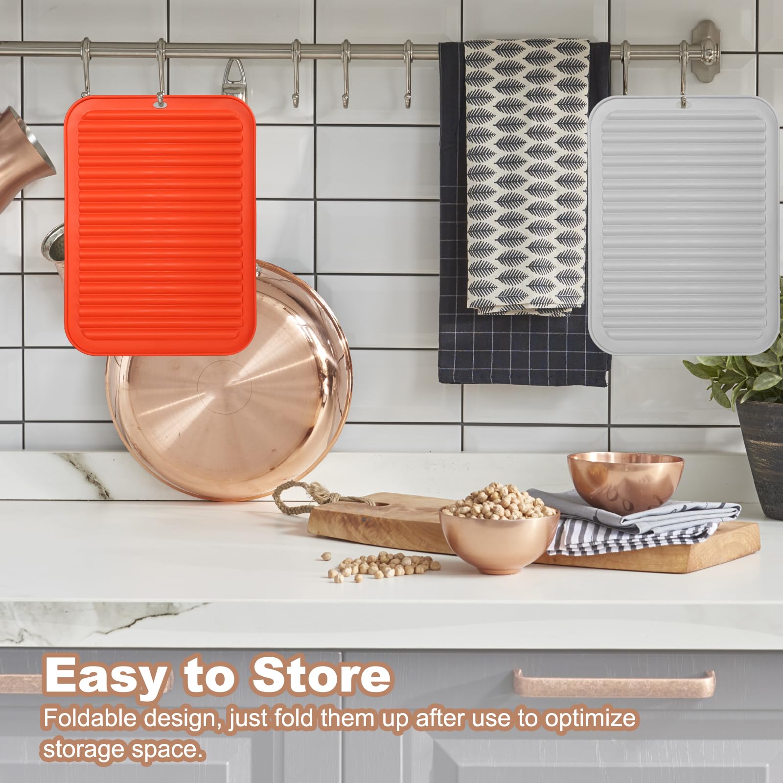 uxcell 4 salvamanteles de silicona para ollas y sartenes calientes, 12 x 9 pulgadas, resistentes al calor, soportes multiusos para ollas y platos calientes, encimeras, posavasos, color rojo