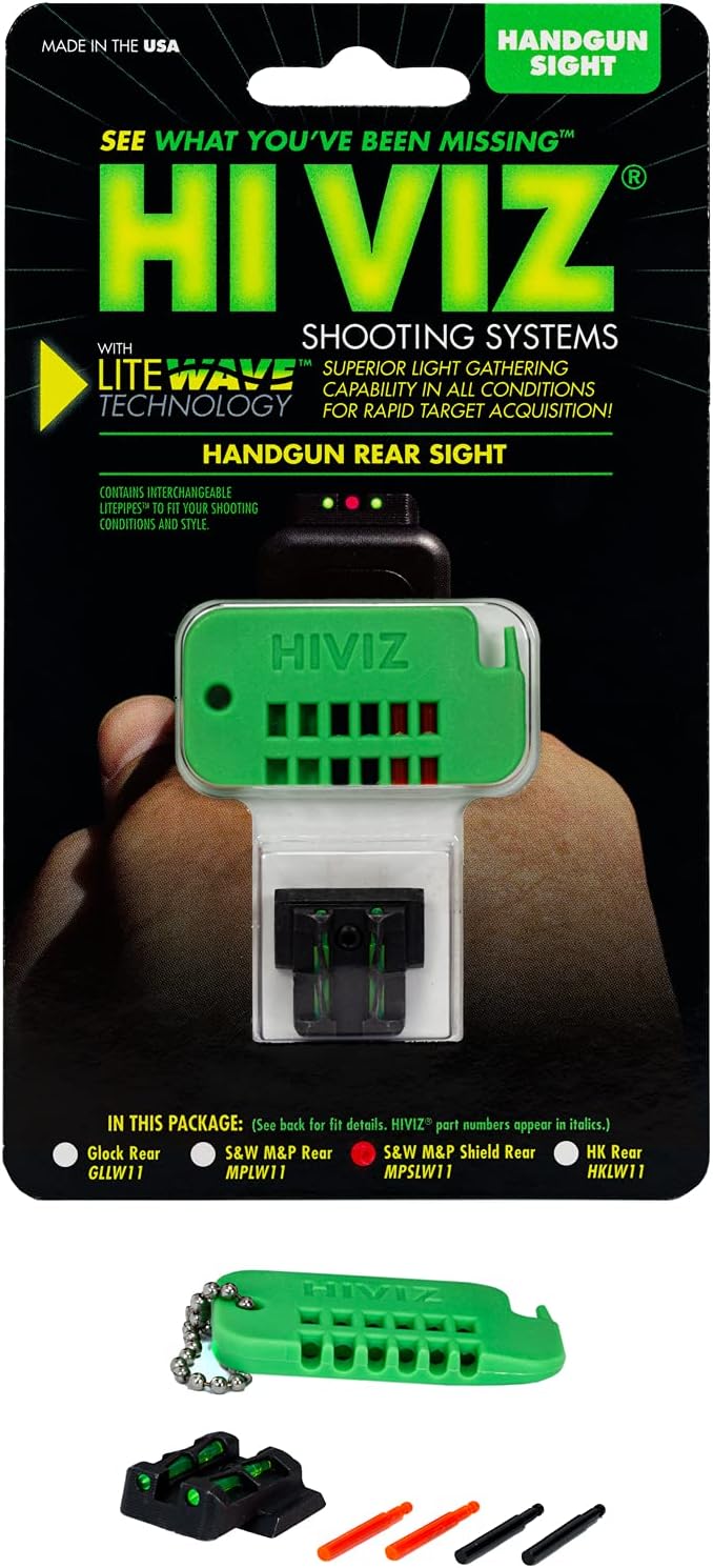 HIVIZ MPSLW11 Interchangeable LITEWAVE Rear Handgun Sight for Smith & Wesson/M&P Shield in 9mm/.40 S&W Caliber