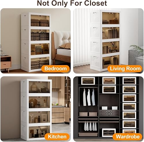 Vista 6 de JOYMOOP Contenedores de almacenamiento apilables de 198 cuartos de galón con tapas, organizadores de armario y cajones de almacenamiento de plástico