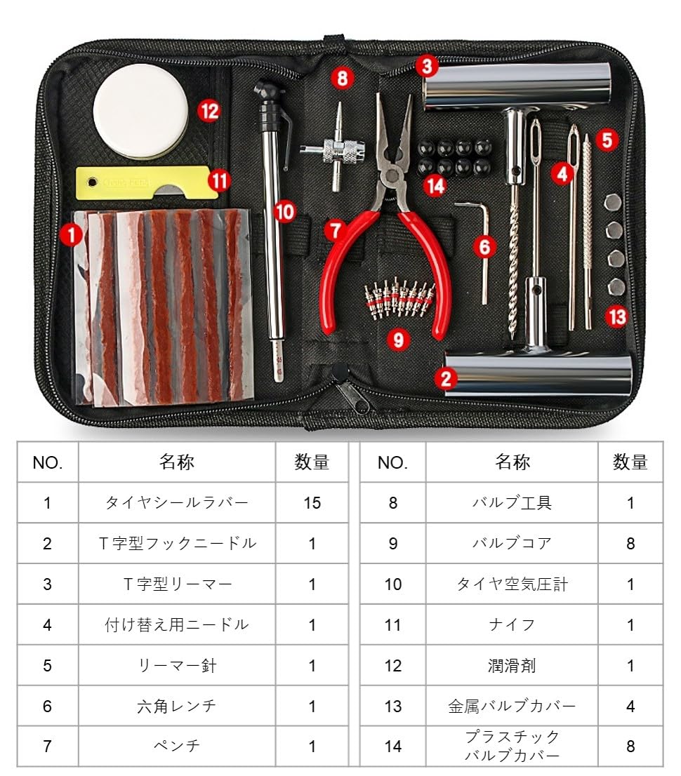 Amazon.co.jp: Ansimple 46点セット タイヤ修理ツールキット パンク