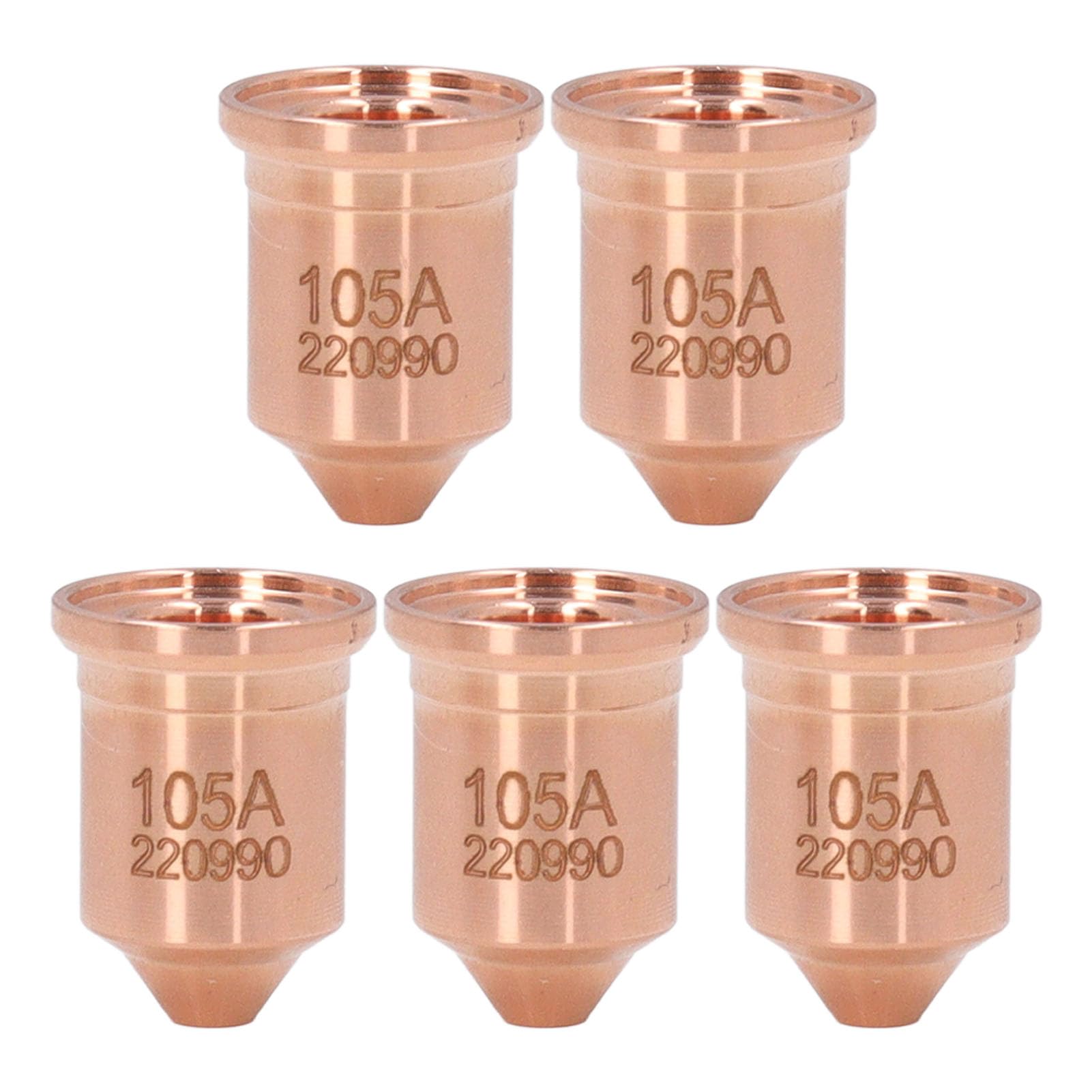 5 Pcs 220990 105A Nozzle Tip, Brass Plasma Cutting Torch Nozzle Tips for PMX 65 85 125A Consumables, Carefully Engineered with Optimized Torch Cooling