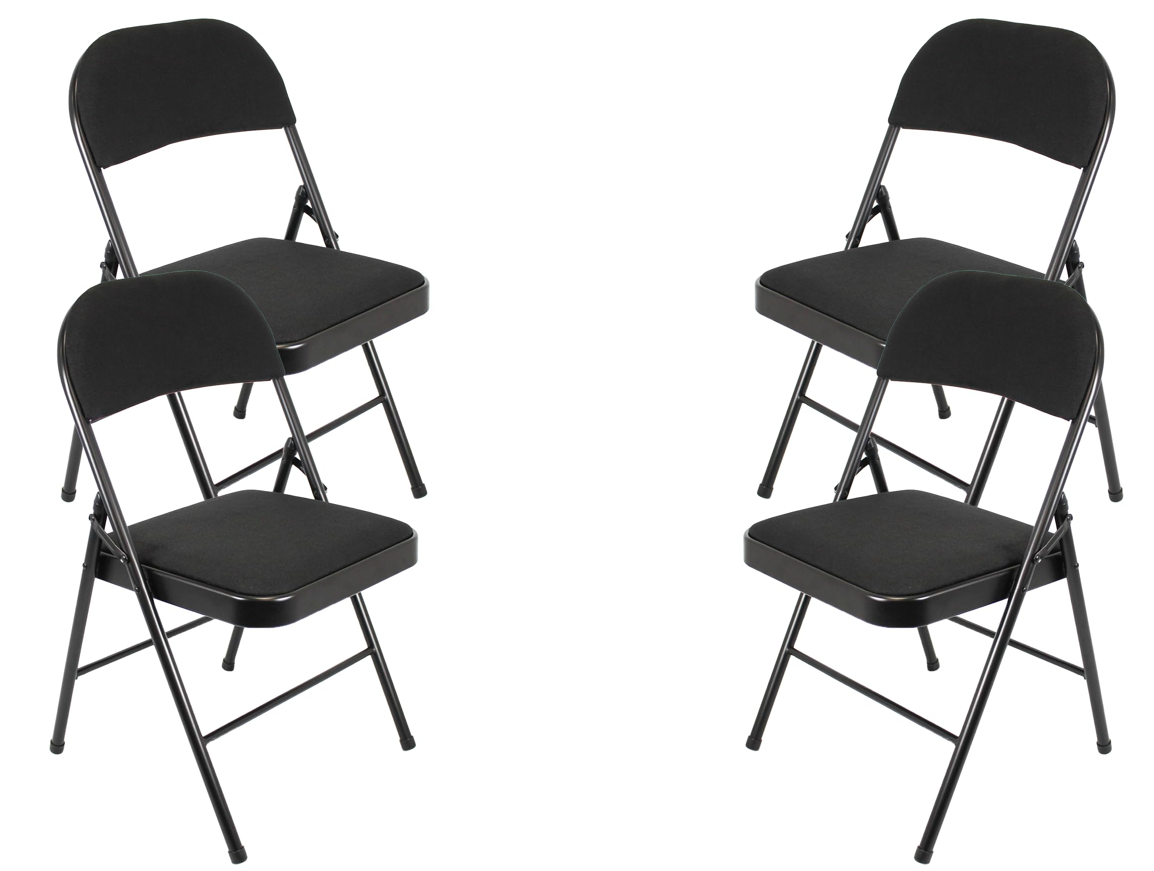 Meta Steel Frame with Fabric Seat Padded Office Work Study Party Dining Folding Chair (4, Plain Black)