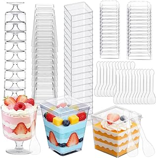 340 Pack Plastic Mini Dessert Cups with Lids and Spoons,5oz Clear Yogurt...