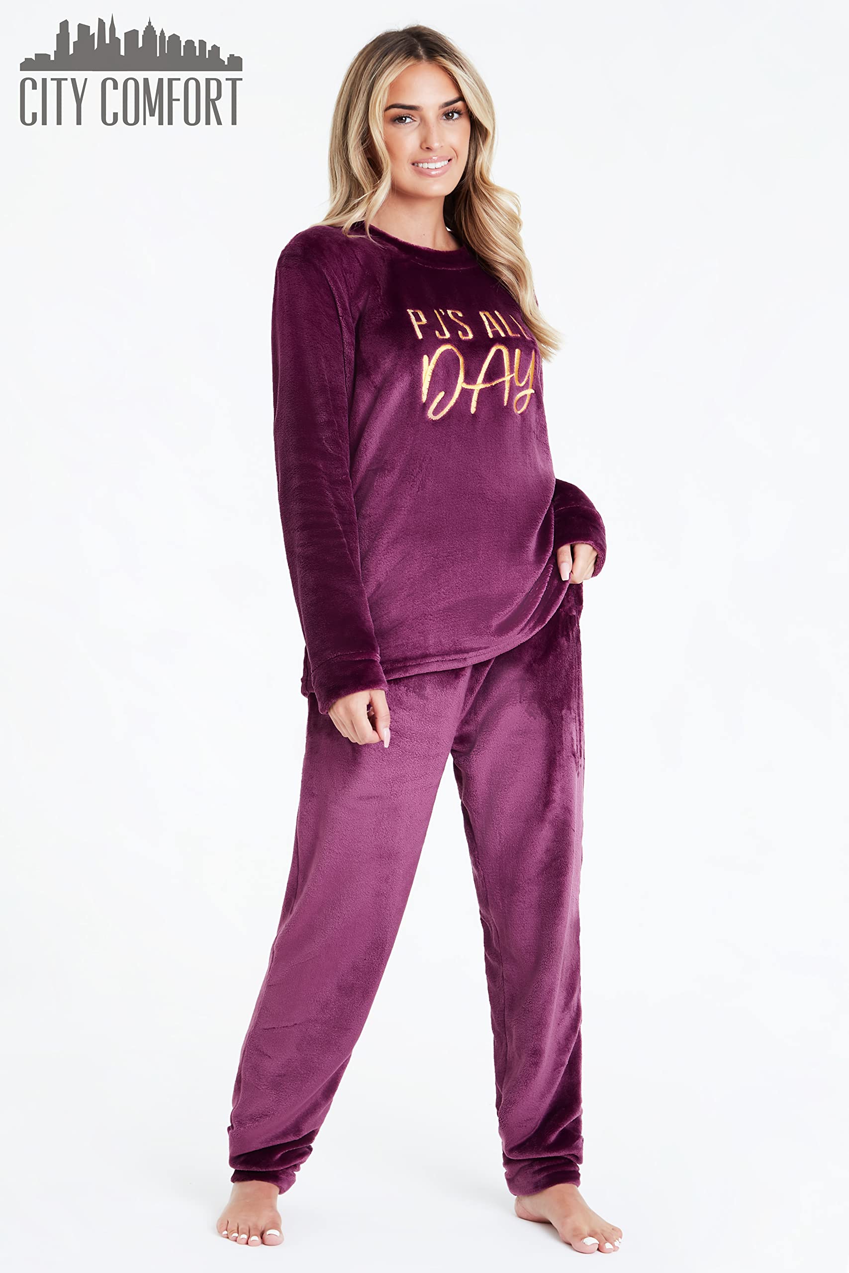 CityComfort Pigiama Pile Donna, Set Manica Pigiama Donna Invernale per Adulti Adolescenti, Regali per Lei
