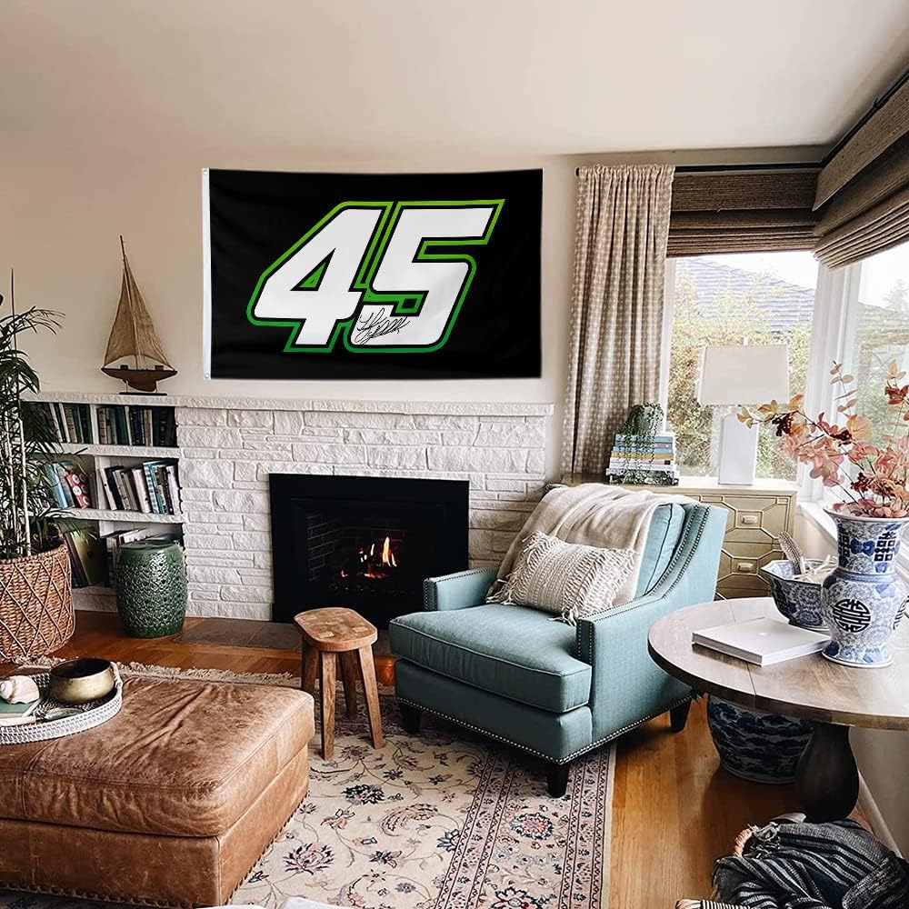 Autographed Checkered Racing Flag Tyler Reddick #45 Flag Banner 3x5Feet for Car Fans with Brass Grommets