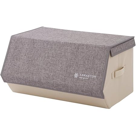 Amazon 収納ボックス スタッキングボックス ワイド 衣類収納 小物収納 収納 スタッキング 衣装ケース フタ付き マルチケース 折りたたみ マグネット 磁石 おもちゃ箱 グレー 収納ケース ボックス オンライン通販