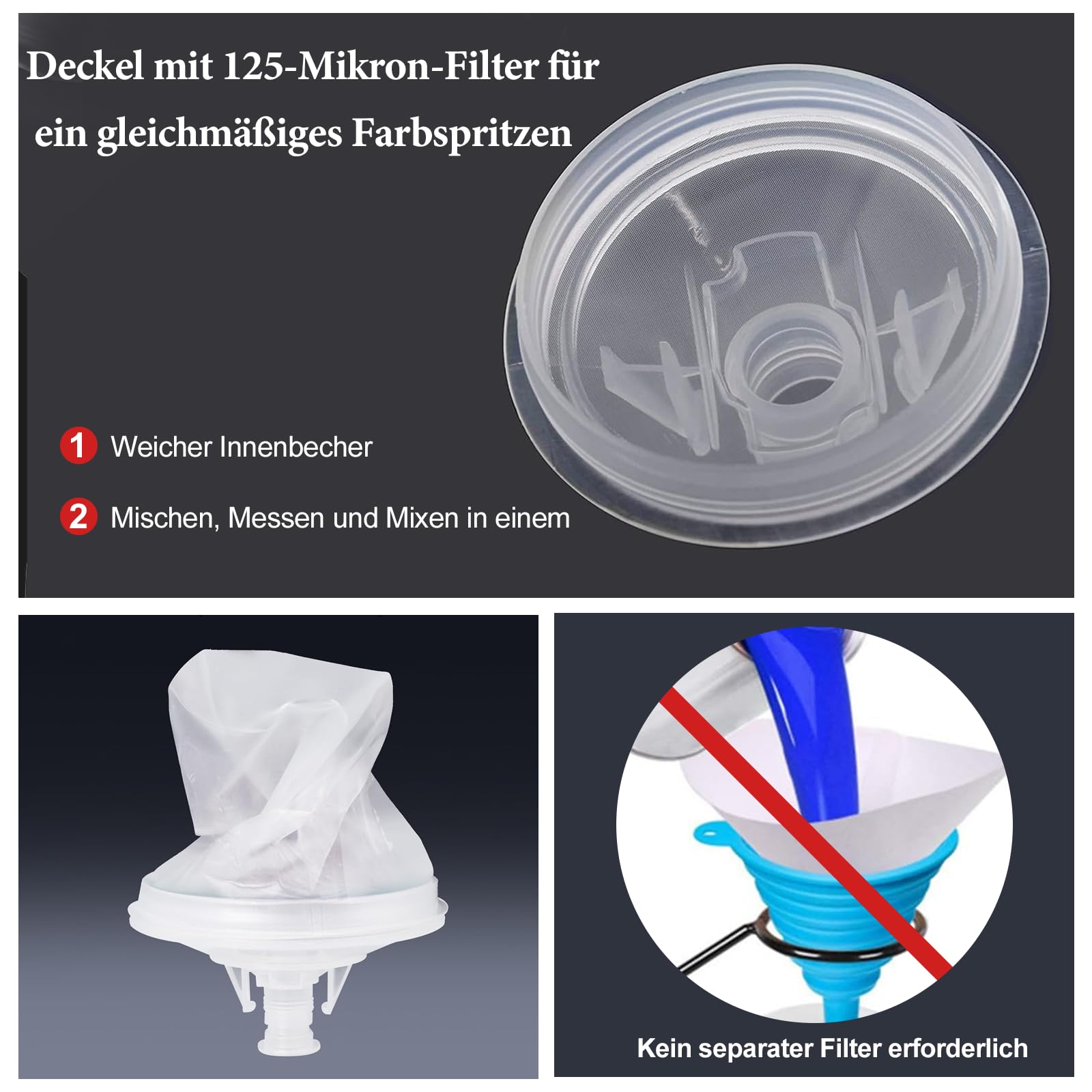 HVLP Pistola a spruzzo con 10 Tazza di Vernice Usa e Getta, 650ML, Professionale Pistola per Verniciare 4 ugelli da 1,4 mm/1,7 mm/ 2,0 mm/2,5 mm, & Manometro (rosso)