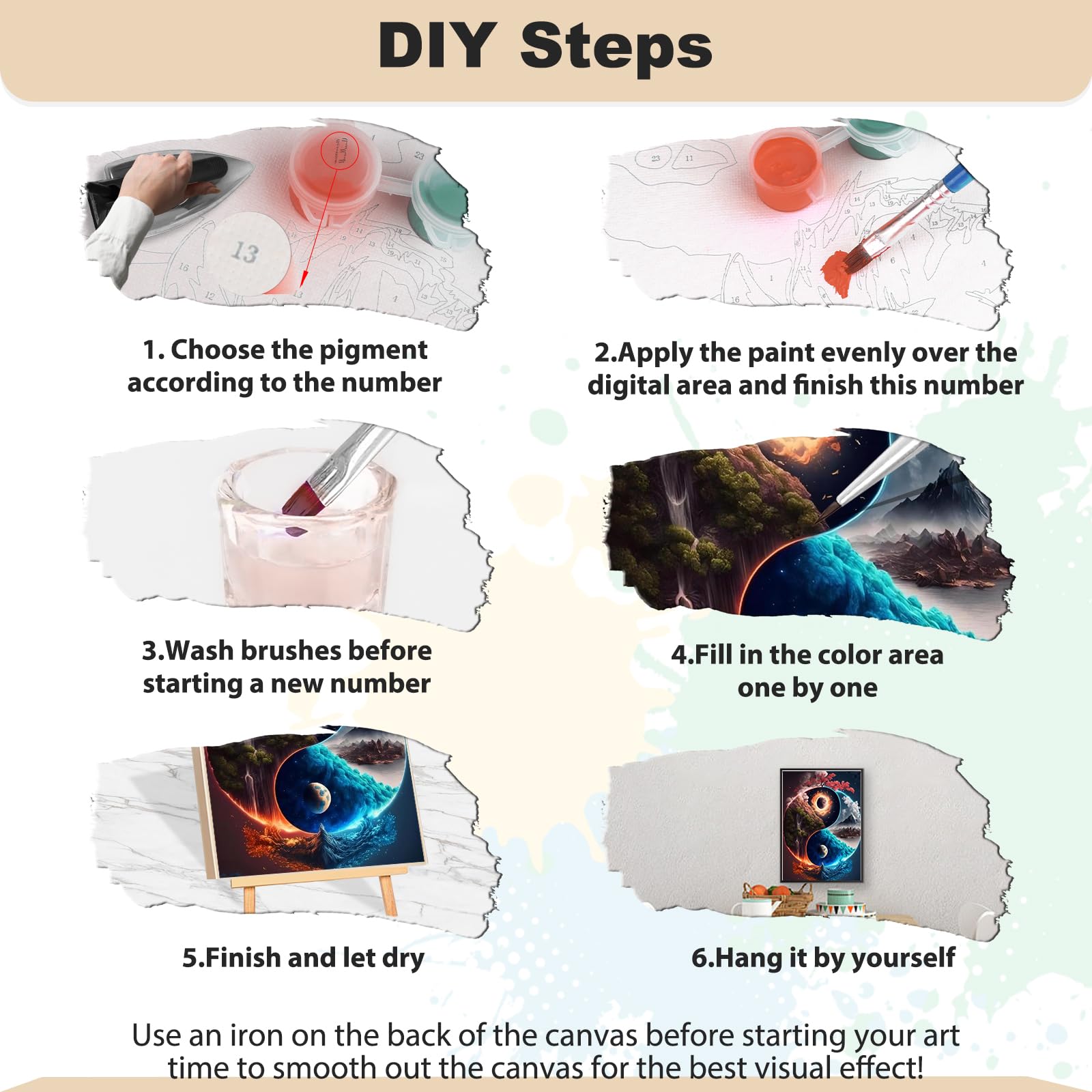MEIYUDA Schilderij Op Nummer – Yin Yang Canvas, DIY Verfset Voor Volwassenen, 40x50 Cm (zonder Lijst) – Acrylverf Voor Thuisdecoratie