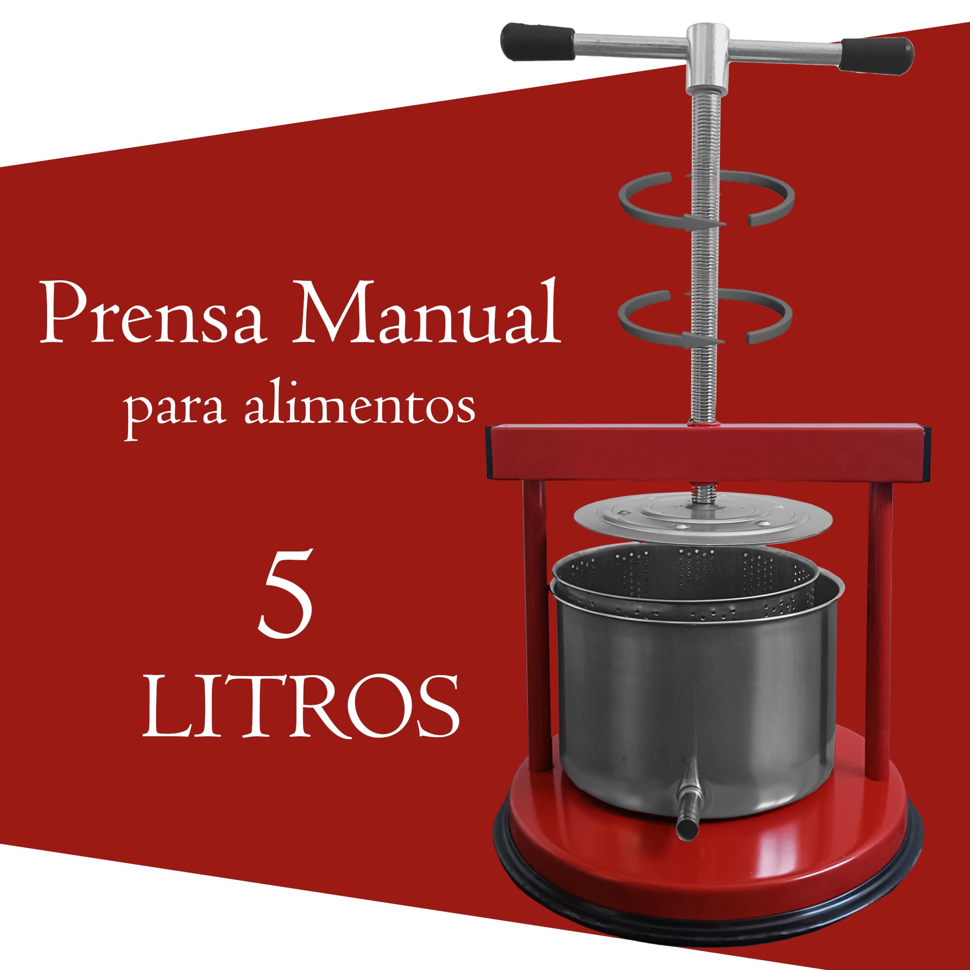 ESTO Presse-tête Premitutto pour aubergines, 1,5/3/5 kg, Presse à jus et presses en acier inoxydable alimentaire, petit moyen grand, presse manuelle (5 litres)