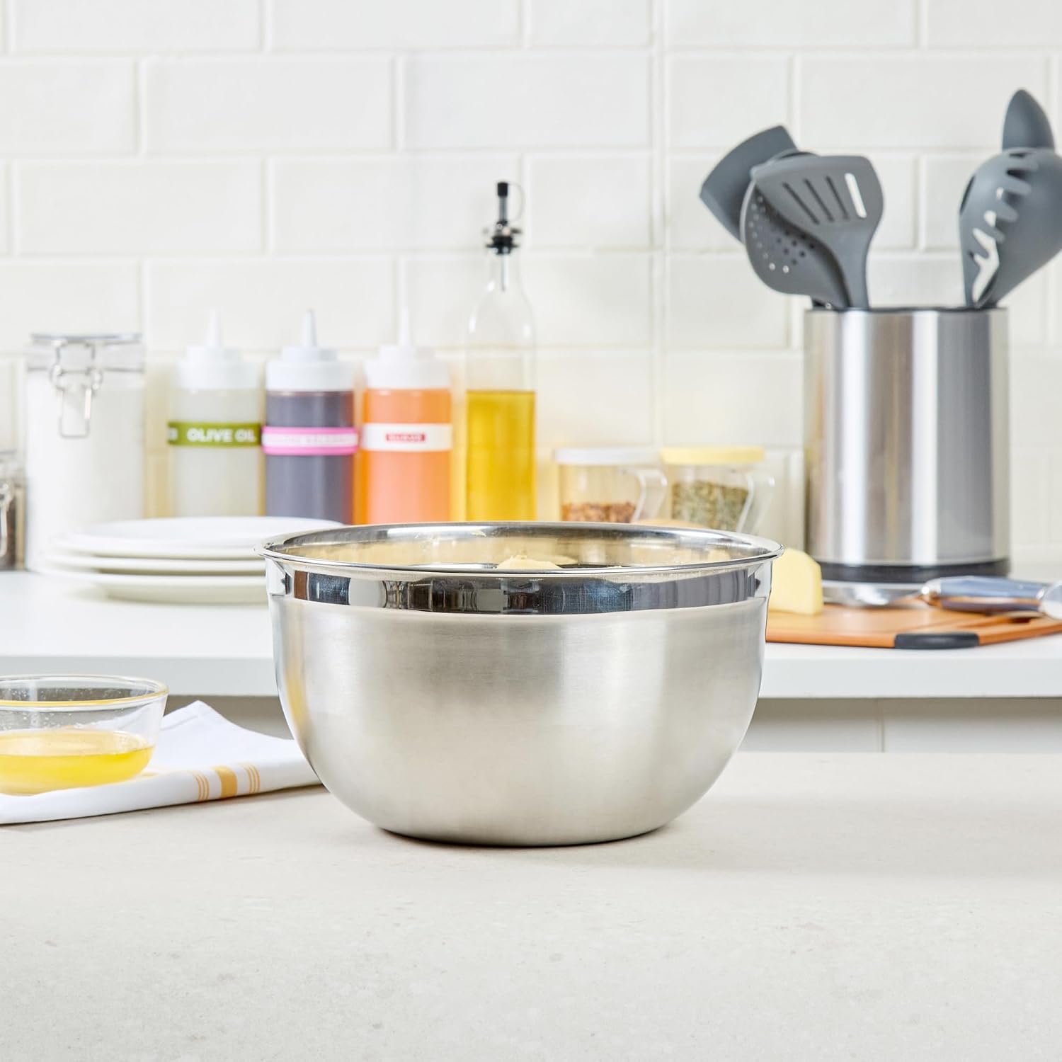 Restaurantware Met Lux 6 Quart Metal Mixing Bowls 1 German Deep Flour Bowl - Corrosion-Resistant Dishwasher-Safe Stainless Steel Metal Prep Bowl Durable For Baking And Cooking