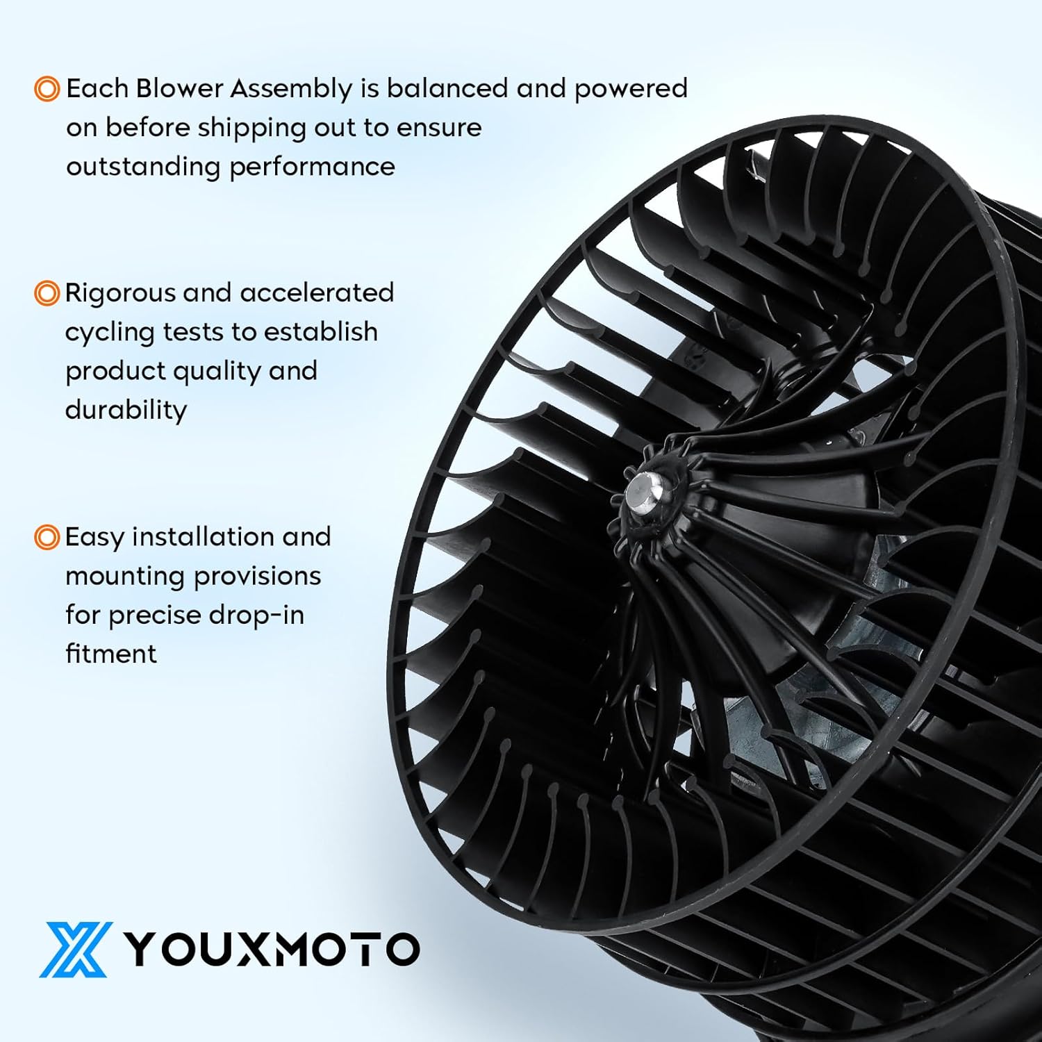 Youxmoto 700070 HVAC Blower Motor with Fan Cage Fit for Dodge Caravan and Grand Caravan Town & Country 2001-2007, Fit for Chrysler Pacifica 2004-2008, 4885475AC 4885475AB