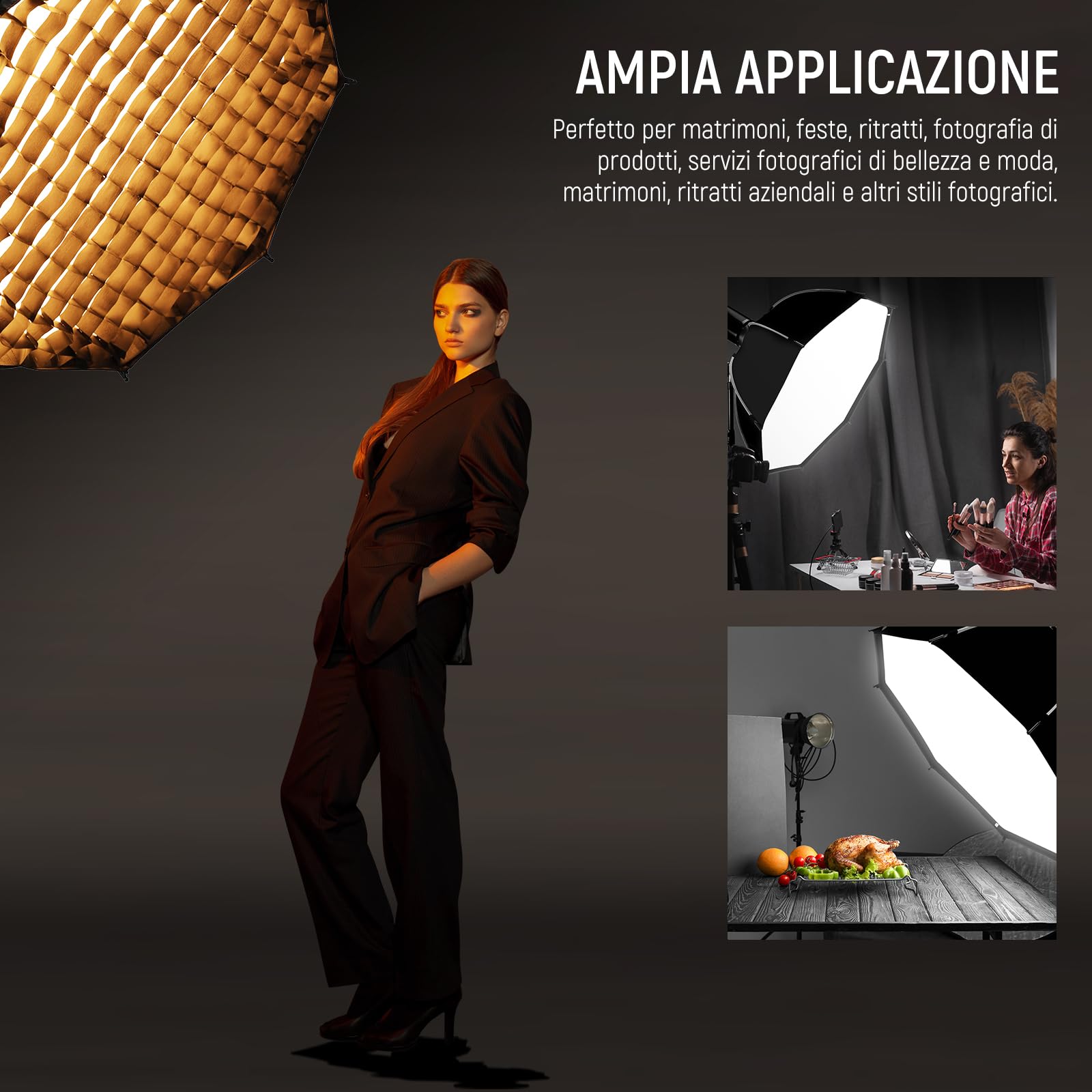 NEEWER Softbox Parabolico Ottagonale da 90cm, Soft Box Bowens Compatibile con Aputure 120d Compatibile con Godox SL60w Q4 AS600B CB300B Q300 Luce, Diffusori, Griglia, Borsa e Panno da Pulizia, NS92P