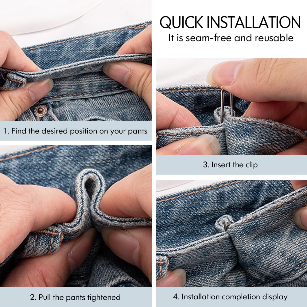 HMCEY 8 Pezzi Bottoni per Stringere Jeans,Clip Stringi Pantaloni Vita,Spille per Stringere Vestiti,Waist Knots Jeans,Bottoni Pantaloni Regolabili,Bottone Jean Senza Cucire per Cambiare la Misura