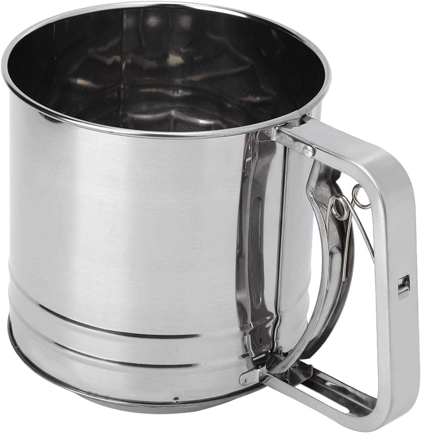 Flour Sifter Stainless Steel, Manual Double Layer Sieve Flour Sifter for Baking Sift Flour Dry Ingredients Kitchen Baking Gadget