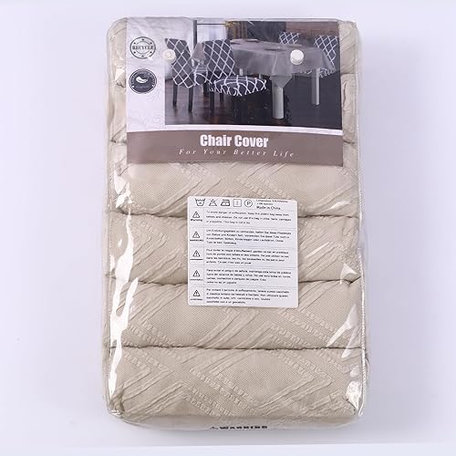 Miniatura 8 de SearchI Juego de 6 fundas impermeables para sillas de comedor, fundas elásticas de jacquard Parsons, extraíbles y lavables, protector para sillas de