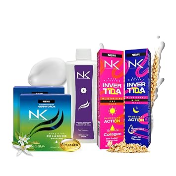 NK Professional Care 4-Step Keratin Hair Treatment Set Keratin Treatment Kit with Step 1 & 2 + Post-Treatment Shampoo + 2 Hair Masks Collagen & Hyaluronic Acid Formaldehyde-Free, Vegan 8oz