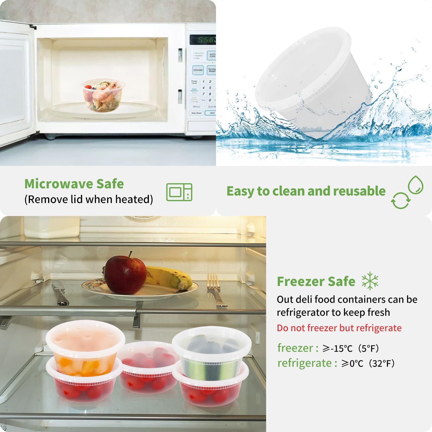 [50 Sets - 8 oz.] Plastic Deli Disposable Food Storage Containers With Airtight Lids, Deli, Slime, Soup, Meal Prep Containers | BPA Free | Stackable | Leakproof | Microwave/Dishwasher/Freezer Safe… image 4