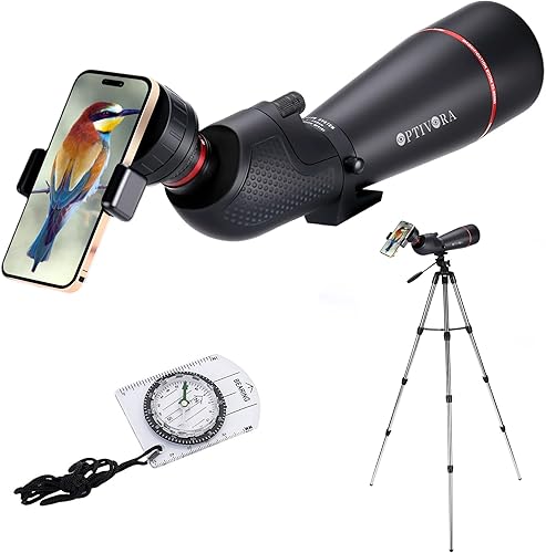 OPTIVORA Spotting Scopes,20-80x90mm Birding Scope Equipped with Tripod and Phone