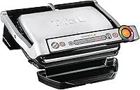 T-fal OptiGrill XL Indoor Electric Grill: Smart Sensors, 6 Auto Programs, Fat-Reduction Plates, Panini Press, 4 Servings - Silver