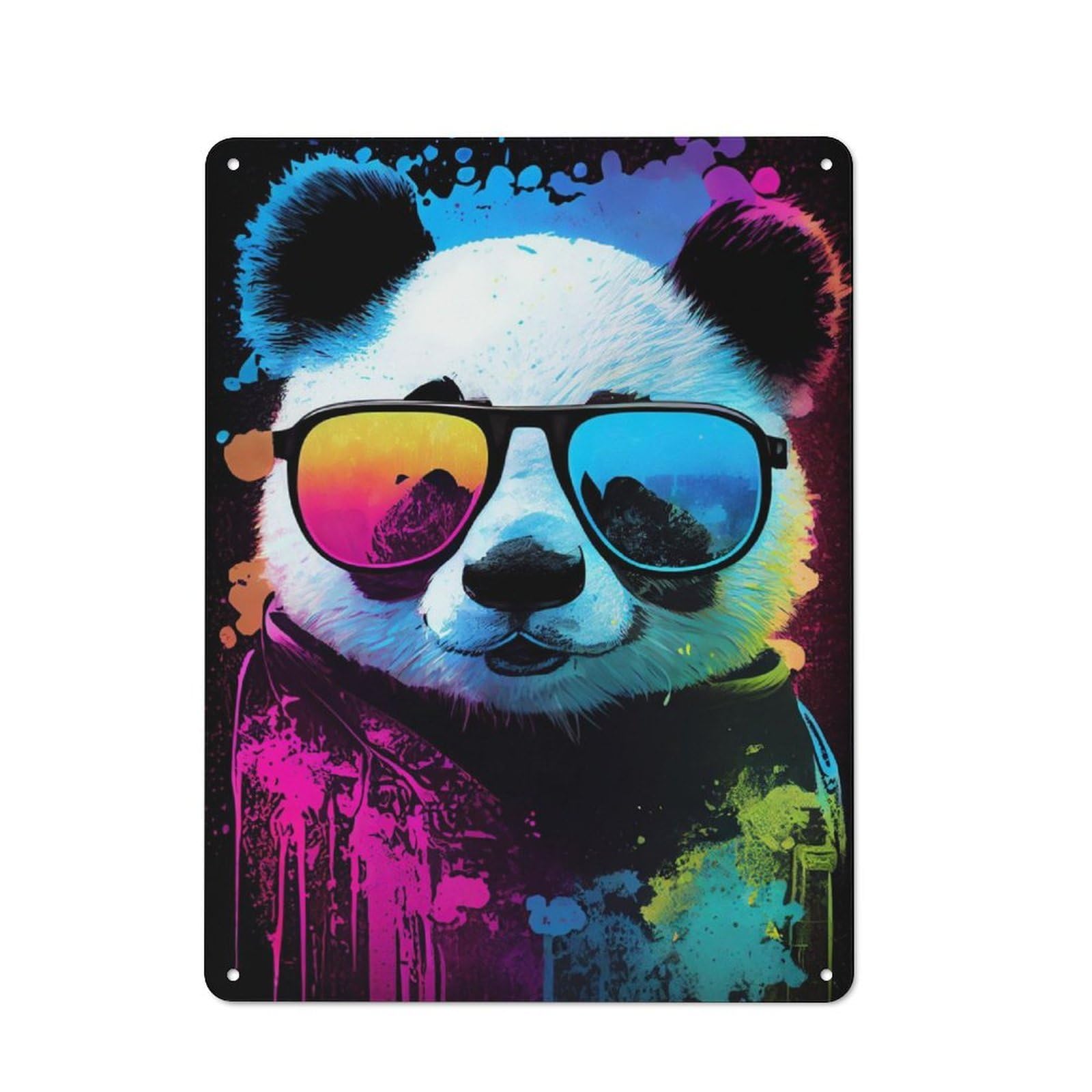 Junmoney Panda Animal Popart Retro Metal Plaque 40X30cm For Bar Or Restaurant, Suited To Restaurant Interior Fans