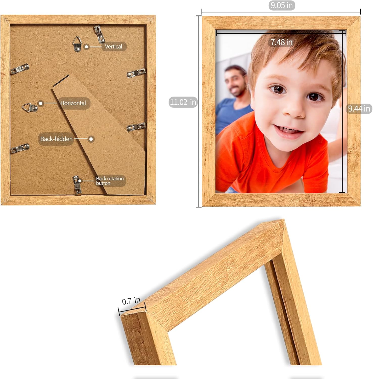 WARecorderM 8x10 Picture Frames Set of 4 - High Definition Glass New Patten Frame - Wall Mounting Frame Horizontal Vertical Format, Yellow