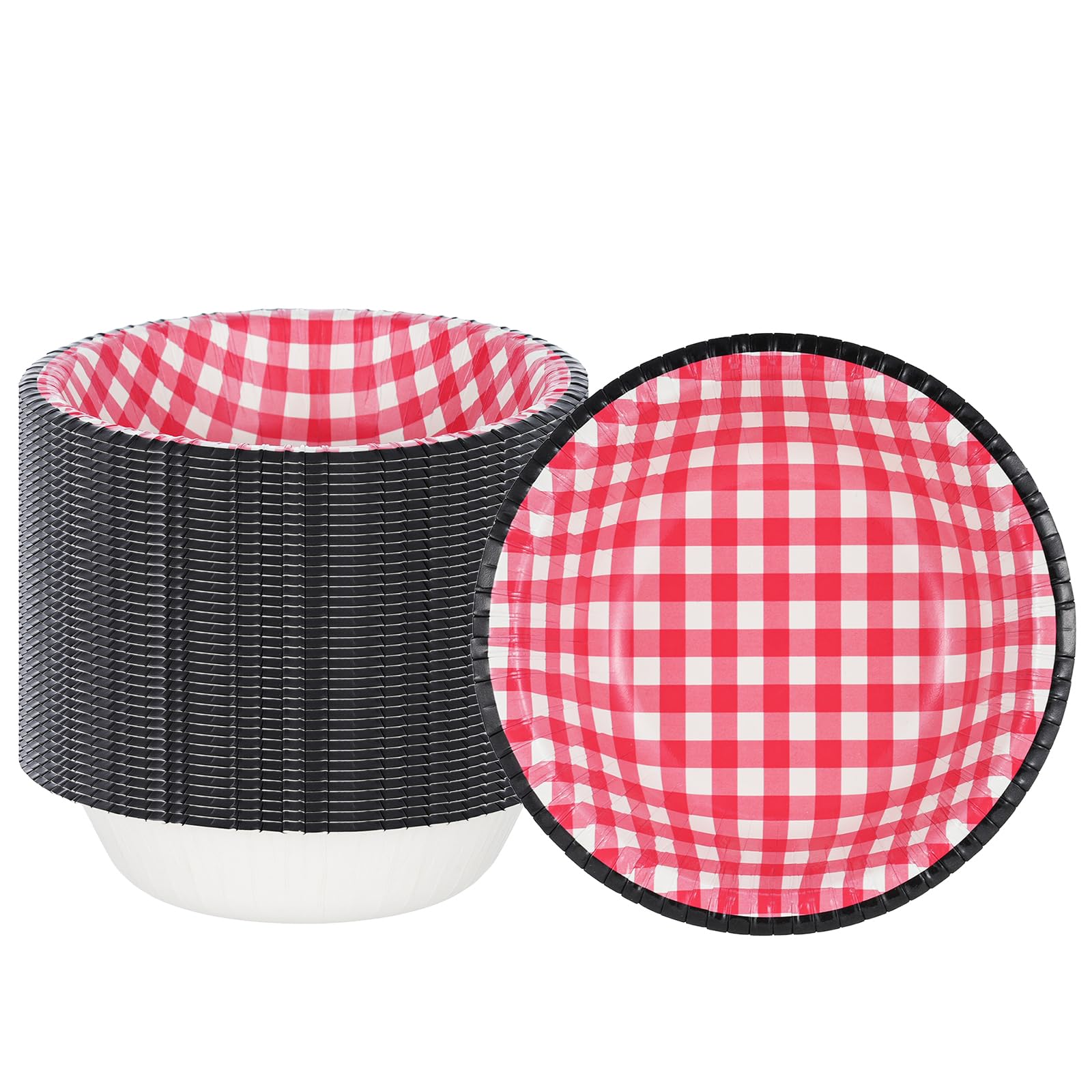 Cherypick 50 Pack Paper Bowls, Disposable Bowls 8oz/240ml, 6''(15cm) Strong Paper Bowls, Compostable, Biodegradable, Red Soup Bowls for Hot & Cold Foods, Soup, Desserts, Salads, Microwave Safe