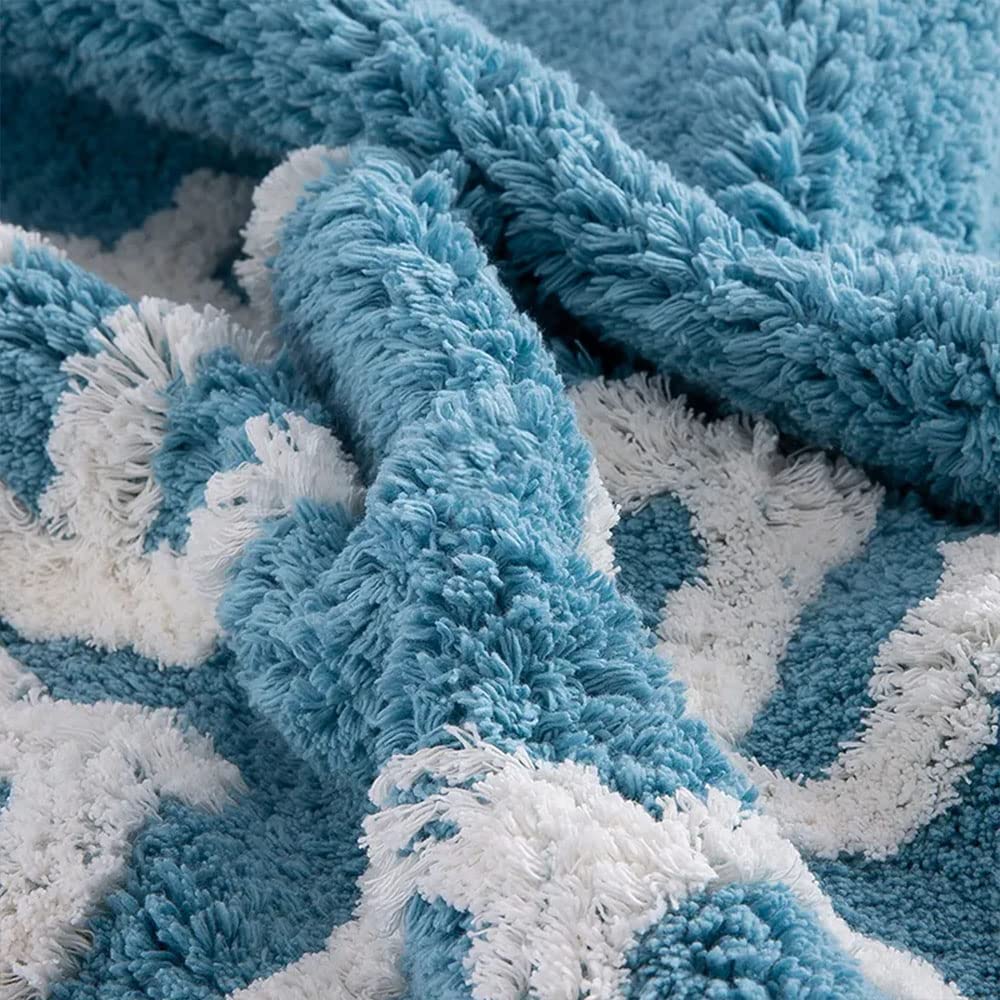 Get Better - Tappeto da bagno in cotone con lettere divertenti, super assorbente, per ingresso, antiscivolo, colore: blu, 50 x 70 cm