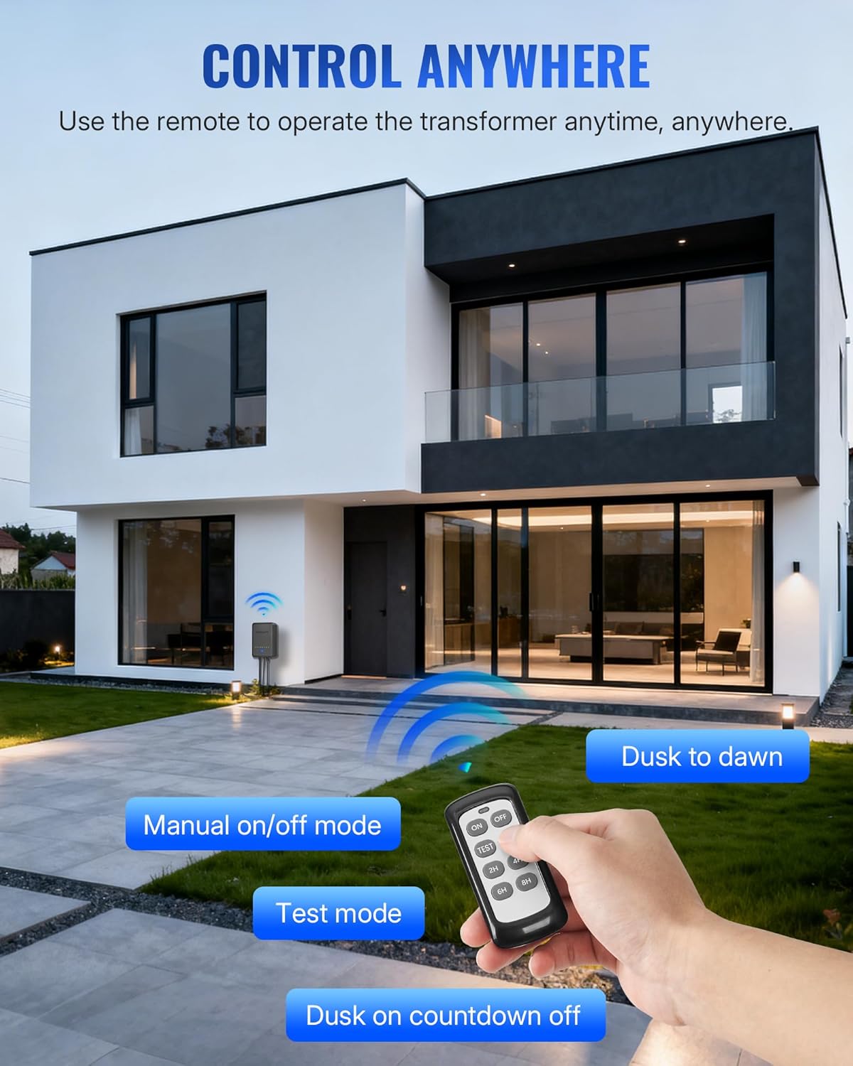 150W Low Voltage Landscape Transformer with Remote, Weatherproof Low Voltage Transformer, 120V AC to 12V DC, Landscape Lighting Transformer with Timer and Photocell Sensor, ETL Listed A94LT06