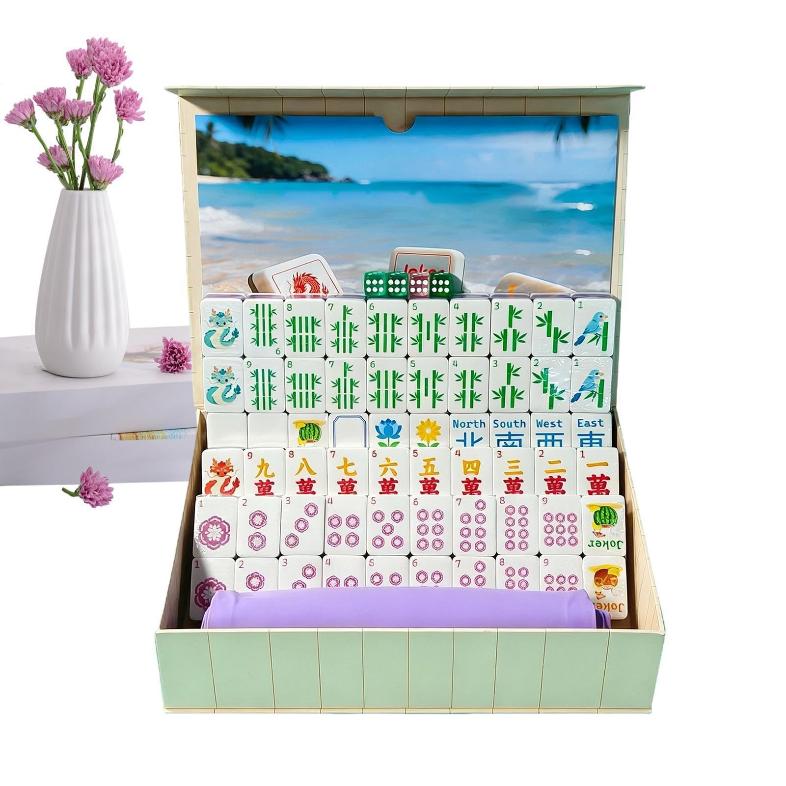 Basenowe Płytki Mahjong Pływający Interaktywny Zestaw Kart Zabawkowych | Mini Zestaw Podróżny Mahjong Do Przyjęć Domowych, Spotkań, Plaży, Wakacji, Podróży, Ogrodu Oraz Na Świeżym