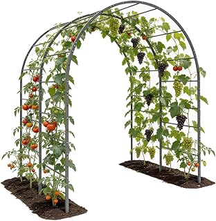 A ANLEOLIFE Garden Arch Trellis for Raised Garden Beds, Heavy-Duty Metal...