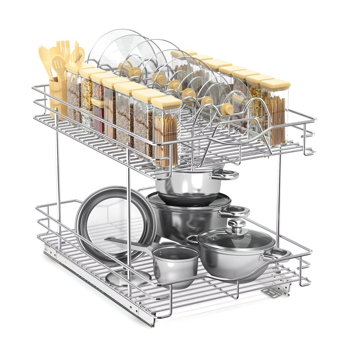 FULGENTE Professional Pull Out Organizer for Lid Cookware 14" W