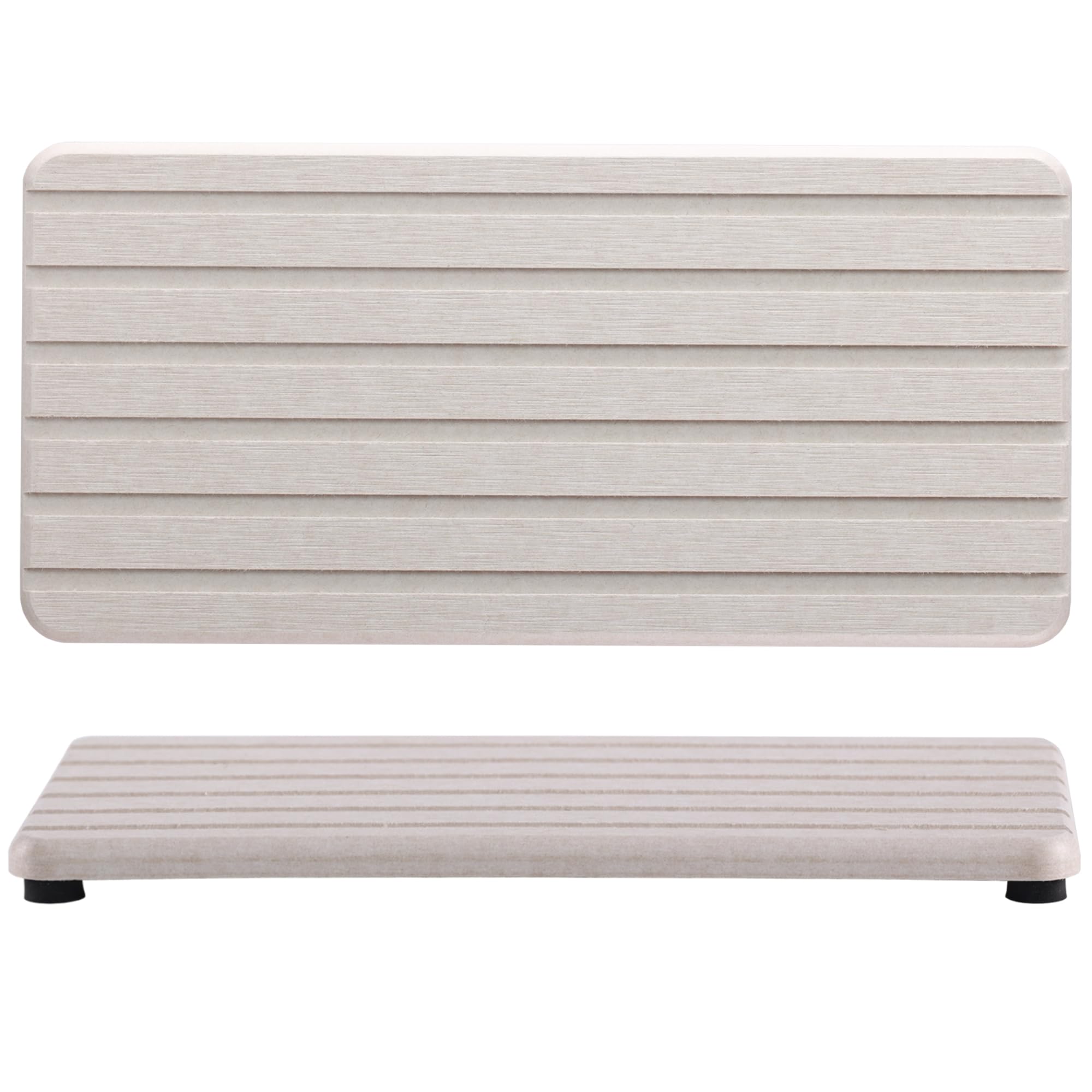 2 PCS Water Absorbent Diatomite Coasters Rectangle, Grooved Design, Water Absorbing Stone Used for Hand Soaps & Plants & toiletries in The Modern Home