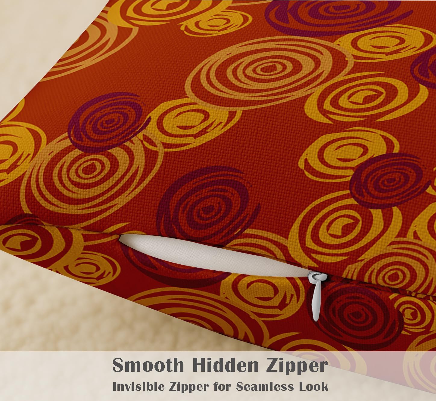 Set of 4 16x16 Inch Pillow Covers - 100% Cotton, Decorative Floral Print, Double-Sided Print with Concealed Zipper - Filler Not Included - Orange