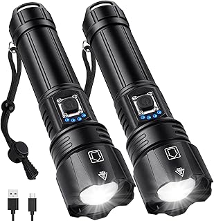 990000 High Lumens Rechargeable Flashlight,Super Bright Led Flashlights with 5 Modes,Brightest High Power Flash Light & 12 Hours Runtime,Powerful IPX6 Waterproof Lampe De Poche for Camping,Hiking