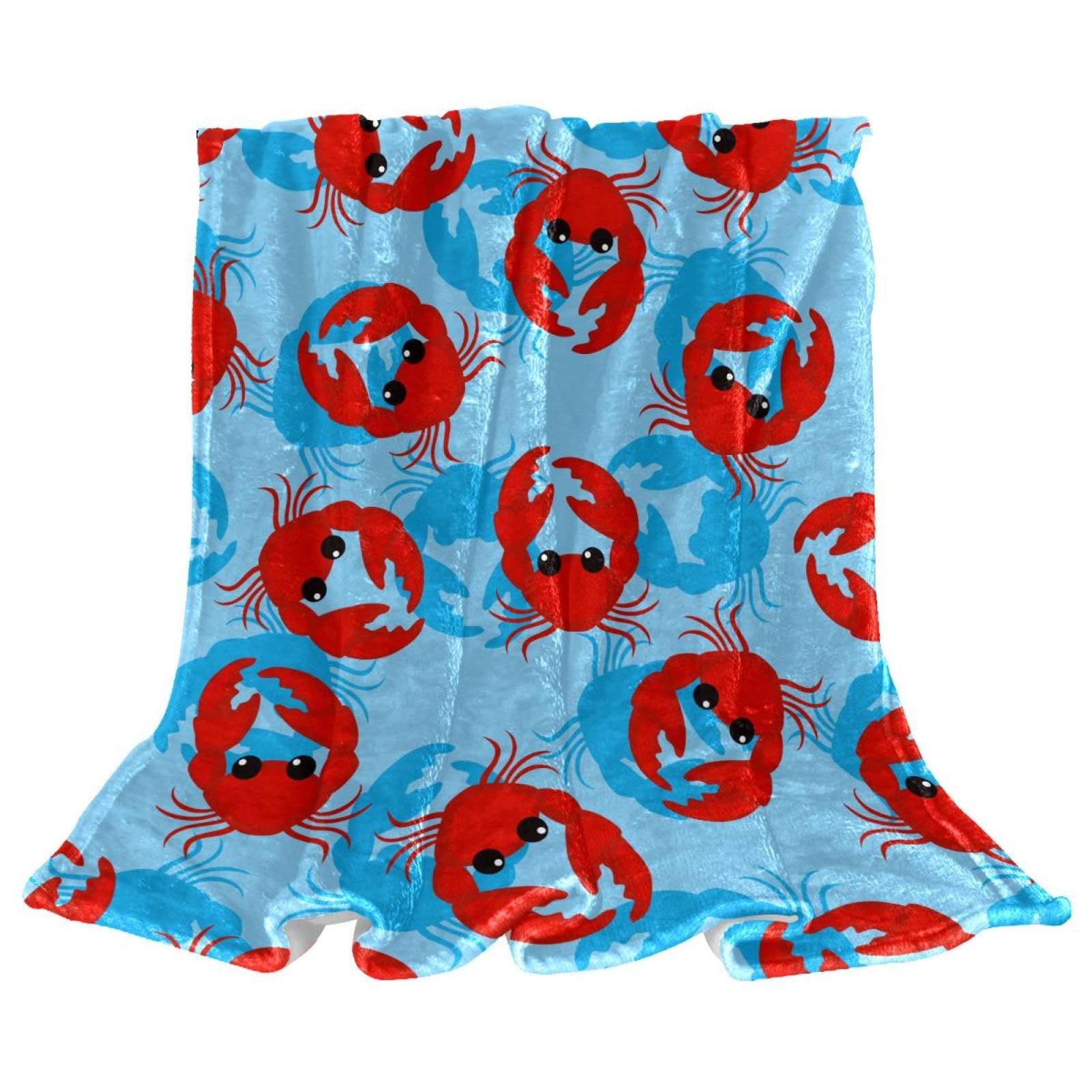 Couverture Polaire Crabe Rouge 150x200cm jeté de lit douceur premium