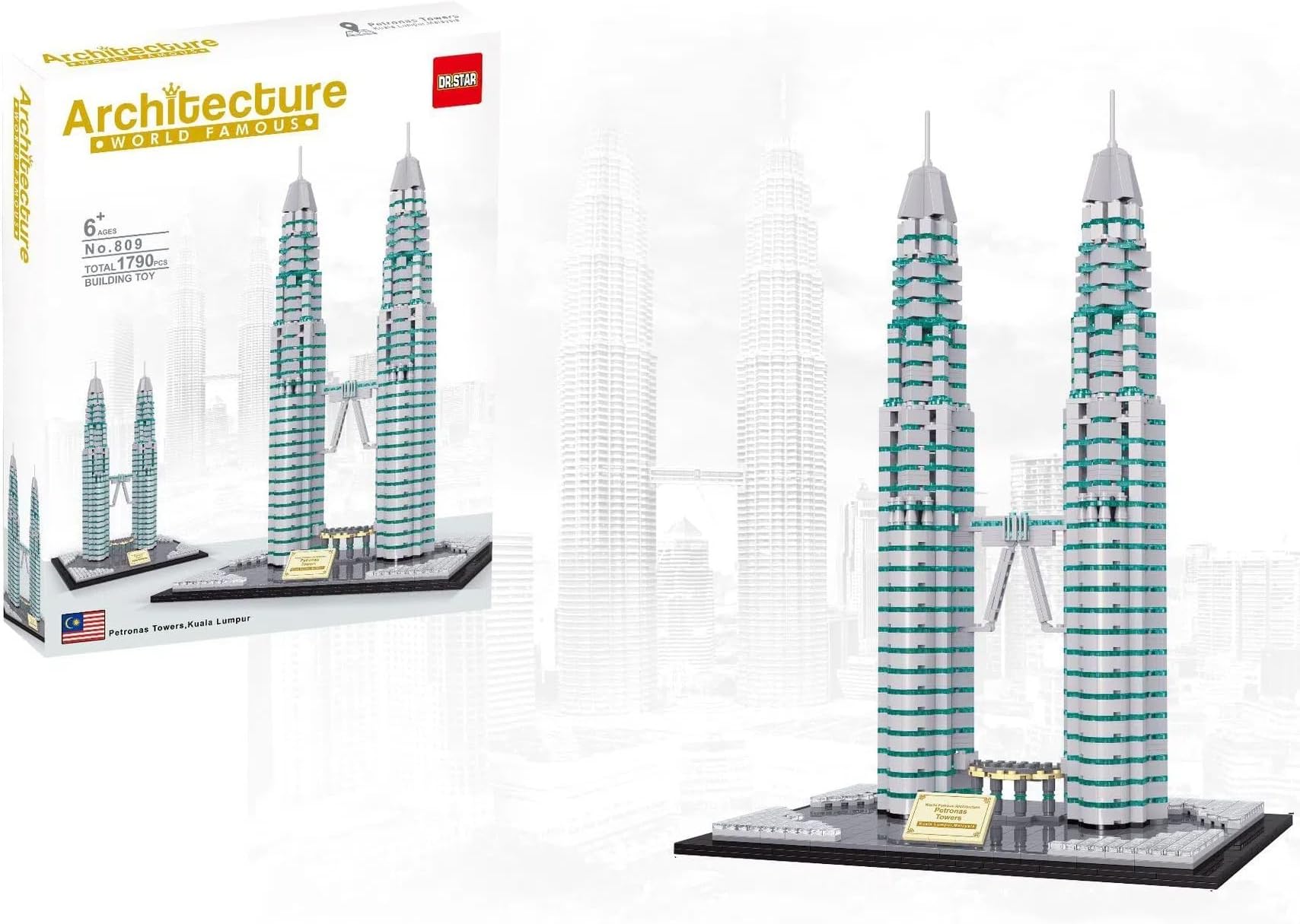 Architecture Building Block Set, World Famous Architecture Blocks Set, 1790 PCSPetronas Twin Towers Architecture Model Building kit, Creative Collection Modular House Building Toys for Adults Kids