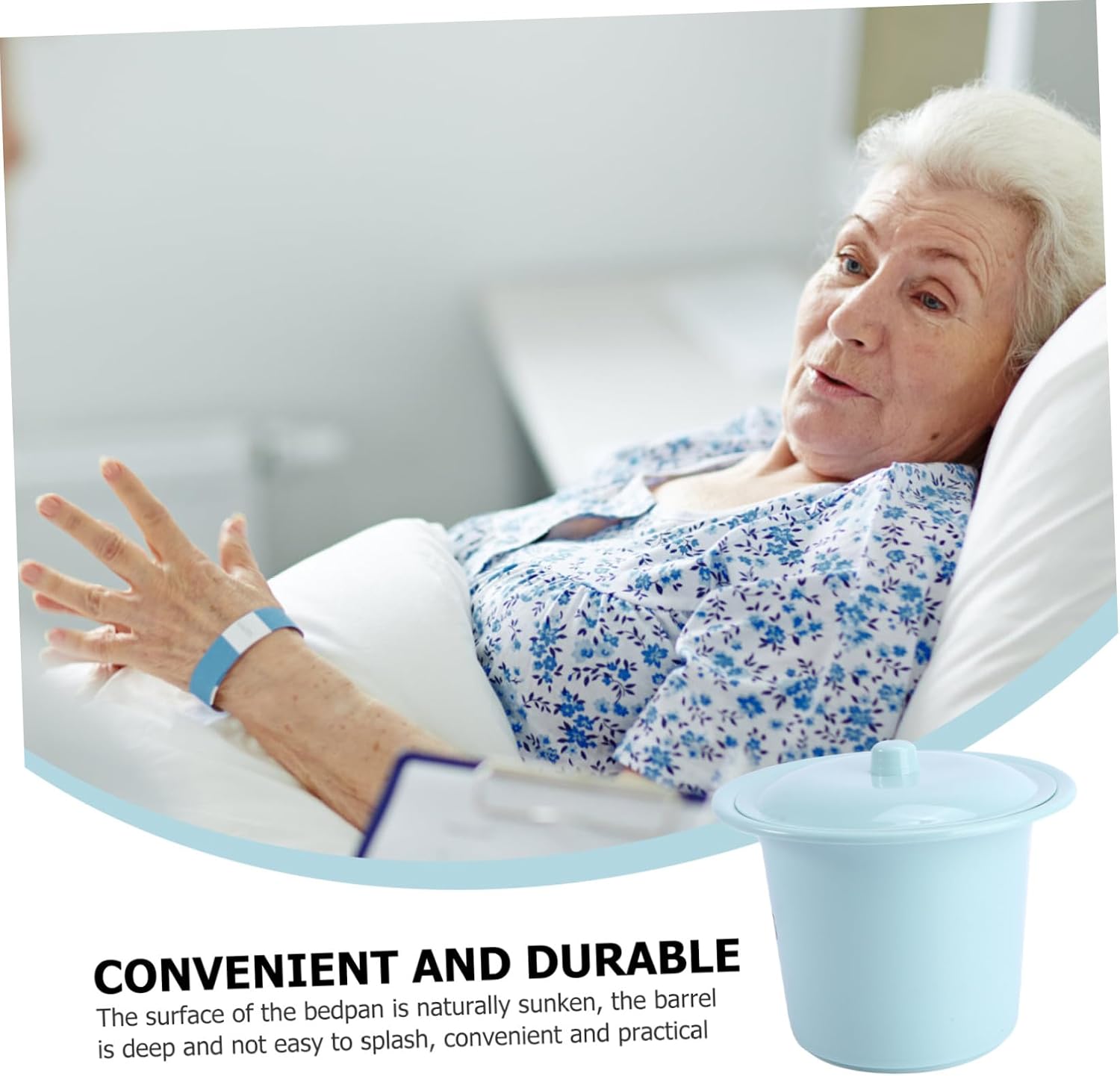 FRCOLOR Plastic Bedpan with Lid and Elderly, 1pcs Spittoon Chamber Pot, Portable Urine Catcher for Home and Travel Use